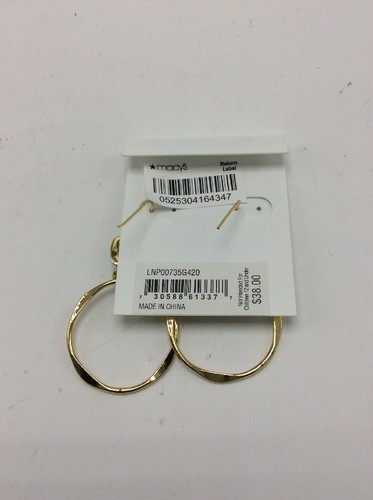 $38 lauren ralph lauren gold tone drop hoop earrings with blue stone 1A - Picture 4 of 4