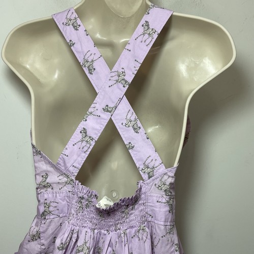 Crewcuts Zebra Apron Dress NWT Girls size 12 Purple cotton smocked back - Picture 5 of 8
