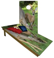 CORNHOLE BEANBAG TOSS GAME w Bags Game Boards Deer and Doe Hunters Set