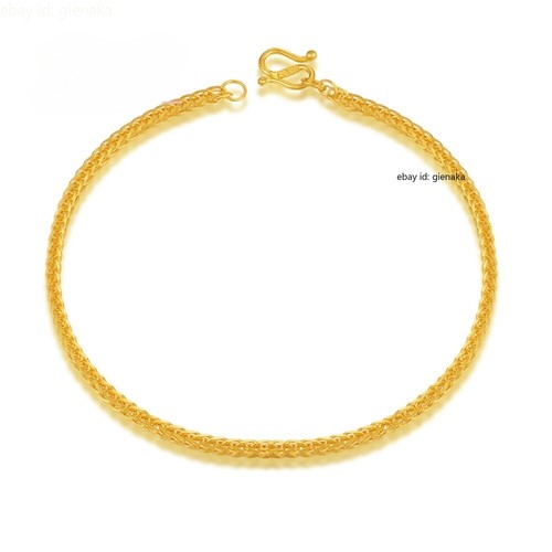 Solid Pure 999 24K Yellow Gold Wheat Chain Link Bracelet Bangle Anklet Men Women - Picture 2 of 5