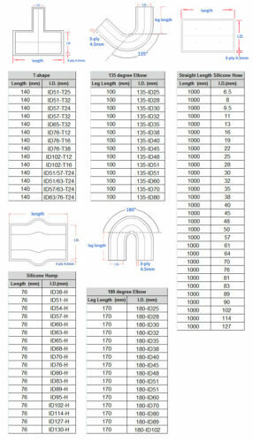 ID 2"- 2.5"/ 51mm- 64mm 135 Degree Elbow Silicone Reducer Intercooler hose Tube - Foto 9 di 12