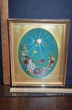 Vintage Jewelry Butterfly Flower Framed Collage Art 9 x 11 inches B