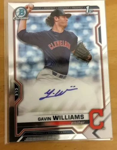 2021 1st Bowman Chrome Draft Gavin Williams Auto RC Guardians Autograph HOT!