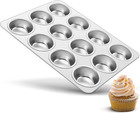12-Cup Muffin Pan, Stainless Steel Muffin Tin Metal Cupcake Baking Pan for Oven,
