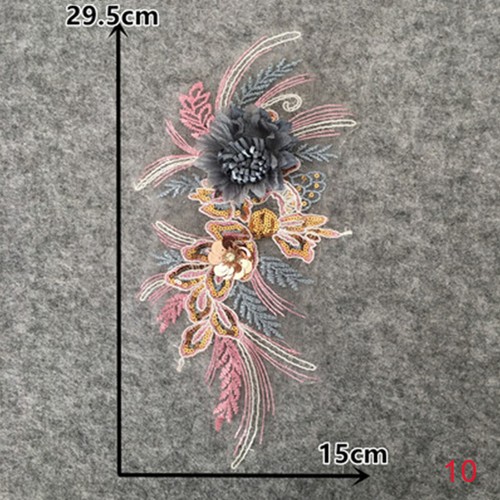 Embroidery Bridal Applique Lace Pearl Beaded Wedding Sew on Patches 3D Flower - Picture 21 of 24