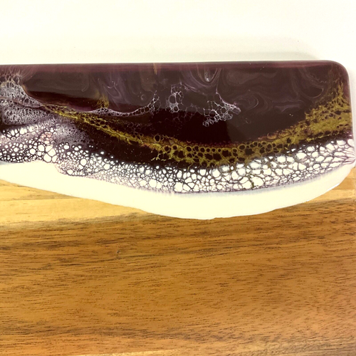 LYNN LIANA Serving Board Resin Purple Gold White Cheese Charcuterie Cutting 11X8 - Picture 3 of 8