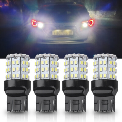 4X 7443 7440 LED 6500K Reverse Backup Brake Tail Stop Parking Light Bulbs 64-SMD