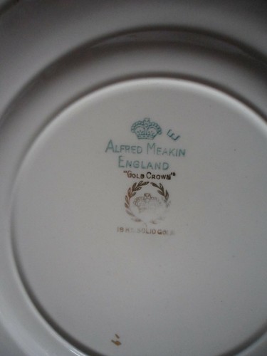 Dinner Plates Alfred Meakin England GOLD CROWN 18 kt Solid Gold 9" Vintage Lot 5 - Picture 5 of 5