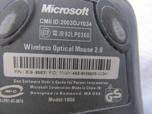Microsoft Standard Wireless Optical Mouse 2.0 Model 1025 NO RECEIVER - 第 9/10 張圖片