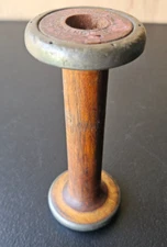 ANTIQUE BOBBIN, SPOOL. BEAUTIFUL WOOD PATINA. WILKINSON LTD. HEYSHAM, ENGLAND