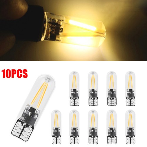 10x T10 194 168 W5W COB LED CANBUS Silica Glass License Light Bulbs Yellow - Picture 1 of 10
