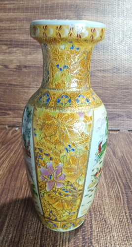 JAPANESE GEISHA GIRLS Satsuma Style Vase Heavy Gold Gilded & For 10" Tall - Picture 5 of 7