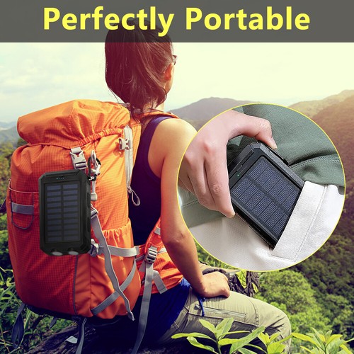 Waterproof 20000mAh Dual USB Portable Power Bank External Solar Battery Charger - Picture 11 of 12