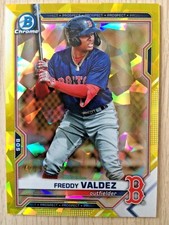 2021 Bowman sapphire yellow FREDDY VALDEZ #ed 42/99! Boston Red Sox