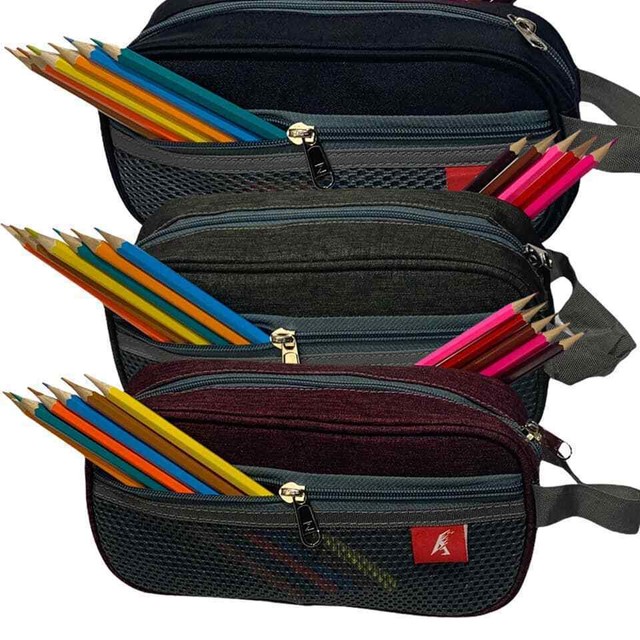 Stationary Pencil Cases Two & Three Zip Bag Teenagers Adults School Boys Girls Stationary Pencil Cases Two & Three Zip Bag Teenagers Adults School Boys Girls
