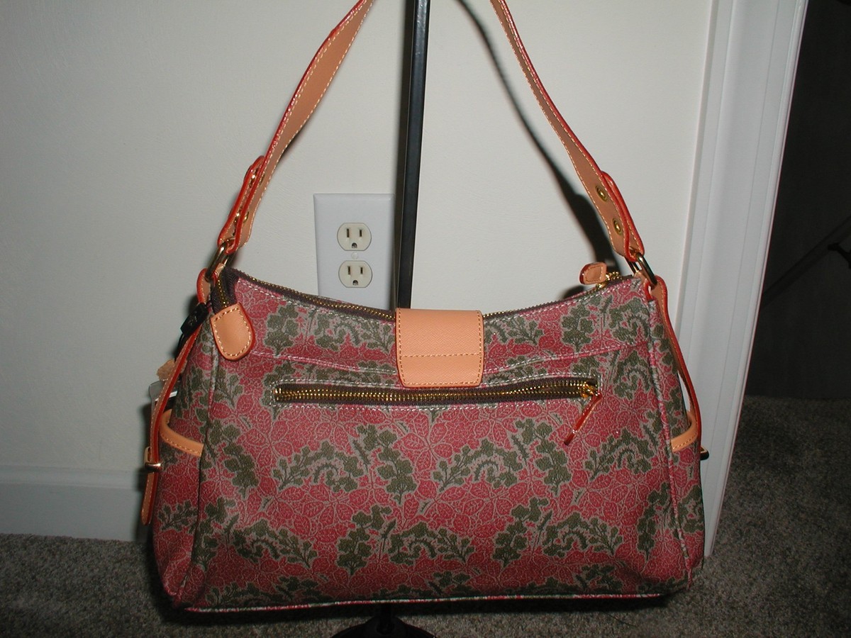 Eliza Crown Bag Soft red and Gray , Cognac Trim Shoulder