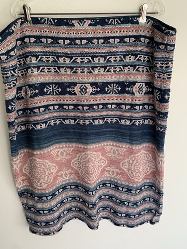 NWT 3X Ralph Lauren Geo-Motif Linen Blend Skirt Southwestern Blue Pink Stripe - Picture 3 of 7