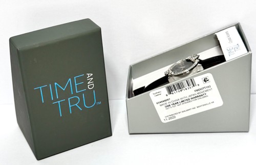 NUEVO EN CAJA Reloj de pulsera Time and Tru Crystal Accents correa de cuero sintético (la batería funciona) - Imagen 3 de 3