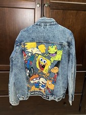 Members Only X Nickelodeon Mens Denim Jacket Rugrats Hey Arnold SpongeBob Sz L