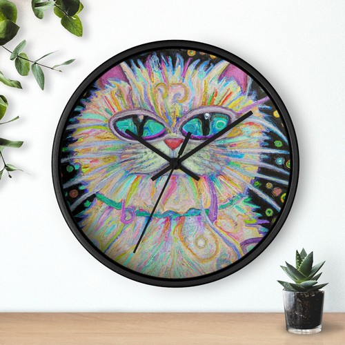 Retro Cat Art Abstract Style Print Wall Clock Gift for Pet Lovers Cat Lady - Bild 19 von 19