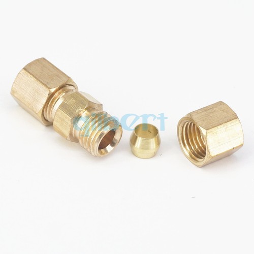 Fit 3/16" Tube OD Straight Compression Union Brass Pipe Fitting Connectors - Picture 2 of 5