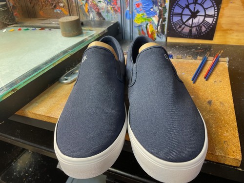 Calvin Klein RYOR Zapatillas Sin Cordones Azul Oscuro Lona Informales Talla EE. UU. 12 Para hombres Nuevas - Imagen 16 de 16