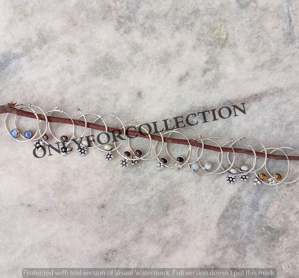 Pendientes Bali unisex 75 piezas enchapados en plata de ley 925 con piedras preciosas de ónix y mezcla Foto 2 de 4