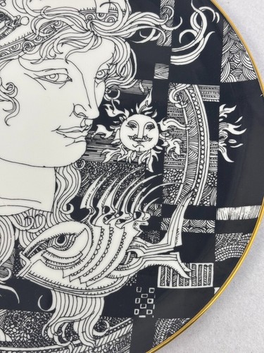 Hungarian Artist ENDRE SZASZ HOLLOHAZA PORCELAIN WALL Plate 21K Gold Black White - Picture 3 of 10