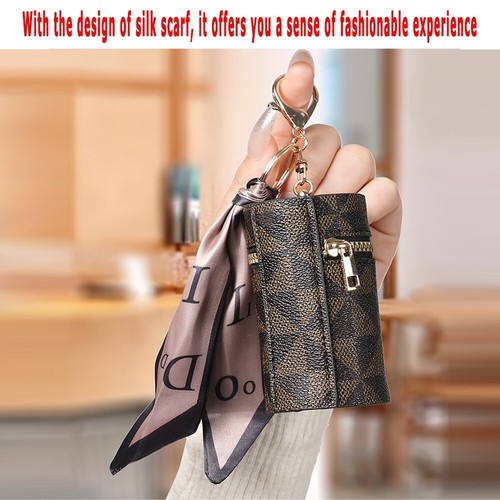 1PCS Leather Keychain Pouch Mini Zipper Coin Purse Key Holder Case Bag for Women - Picture 4 of 13
