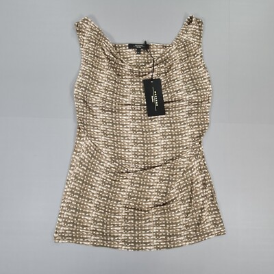 Weekend Max Mara Womens Tank Top Khaki Green XL Cowl Neck Sleeveless