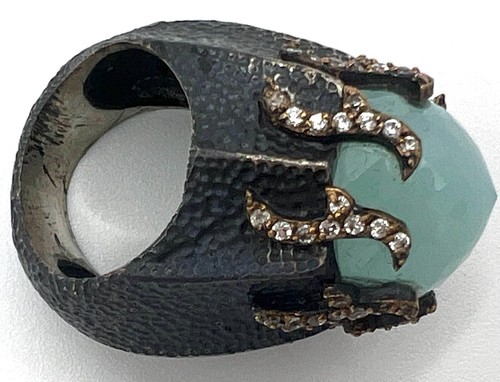 Statement ring w/green aventurine stone size 6 - Picture 7 of 7