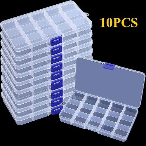2-32PC Clear Jewelry Box Plastic Bead Storage Craft Container Earrings Organizer - Picture 11 of 13