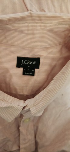 J Crew Pink White Striped LARGE Collared Long Sleeve Button Down Shirt Top USED - Picture 6 of 6