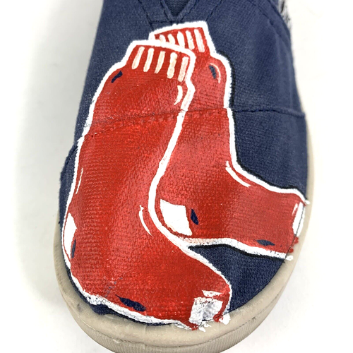 TOMS Shoes Youth Size 5 Boston Red Sox Custom Hand Painted Canvas Slip-On - Picture 9 of 10