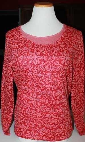 EUC Beautiful Women Large 14-16 Coldwater Creek Red Paisley Long Sleeve Knit Top - Picture 4 of 6
