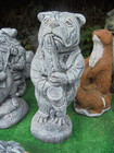 Bulldog playing Saxophone concrete garden ornament