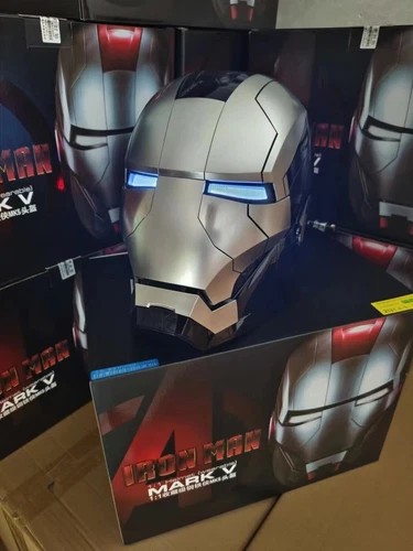 AUTOKING 1:1 Wearable JARVIS Voice Control Cosplay Iron Man MK5 Helmet Mask Gift - Foto 39 di 50