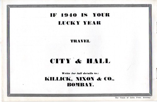 "If 1940 is your lucky year" City & Hall Lines Rates Brochure w/ CITY OF BENARES - Picture 4 of 4