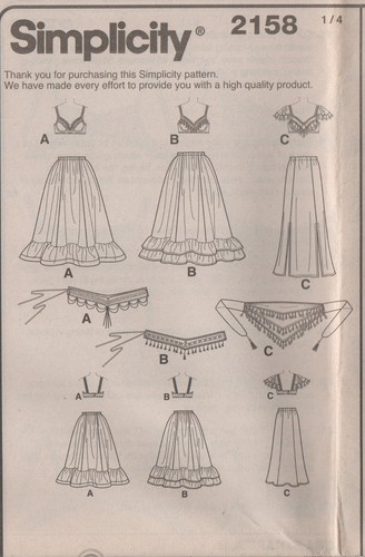 Simplicity Schnittmuster 2158 Kostüm Bauchtänzerin Rock BH Gr. 14 - 22 Neu - Bild 2 von 13