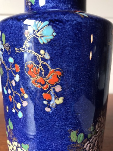 Vintage Carlton Ware Rockery And Pheasant Vase Kang He Backstamp Rouleau Shape - Picture 7 of 13