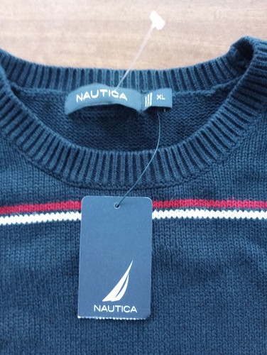 Nautica Blue Striped Sweater XL New With Tags - Picture 5 of 10