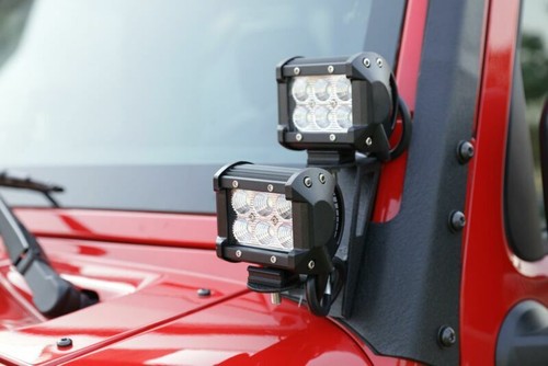 4Pcs 4" LED Light Bar 2Pcs A-Pillar Dual Deck Mount Bracket for Jeep Wrangler JK - Picture 3 of 12