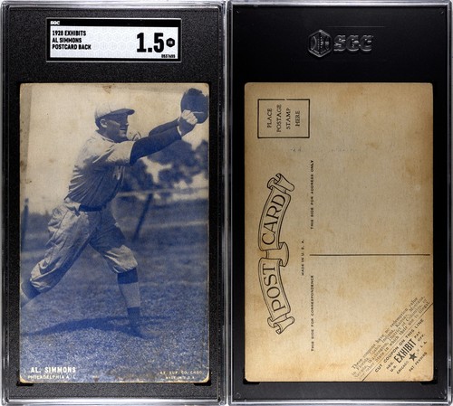 1928 Exhibits Al Simmons Philadelphia Athletics HOF SGC 1.5 *Rare Postcard Back*