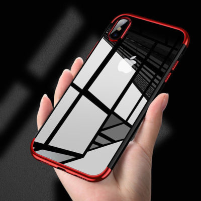 For iPhone X 8 7 6S Plus Case Electroplate Silicone Ultra Slim Clear Soft Cover