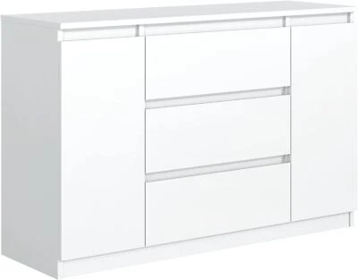 MEBLE MASZTALERZ Cassettiera Bianco opaco con 3 cassetti e 2 ante 120 cm