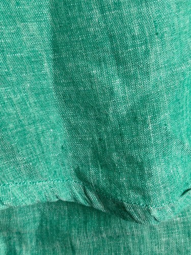 Isaac Mizrahi NY Blouse 100% Linen 1X Light Green V-Neck Hi-Lo Oversized Boho - Picture 7 of 9