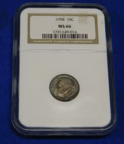 1958 Roosevelt Dime NGC MS 66   (001)