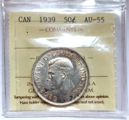 1939 CANADA SILVER 50 CENTS - ICCS CERTIFIED AU55 - KING GEORGE VI - 第 1/6 張圖片