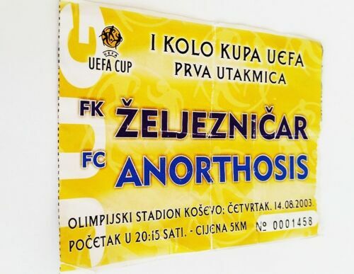 used ticket ZELJEZNICAR Sarajevo - ANORTHOSIS Famagusta 14.08.2003 - Picture 1 of 1