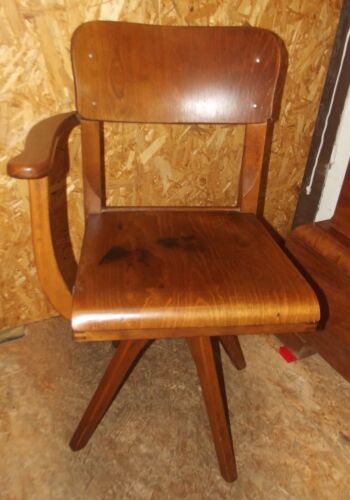 Stuhl, Drehstuhl, Industriedesign, Holz, Armlehne, alt - Bild 11 von 22